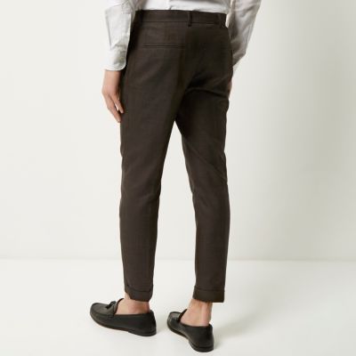 Chocolate skinny cropped trousers
